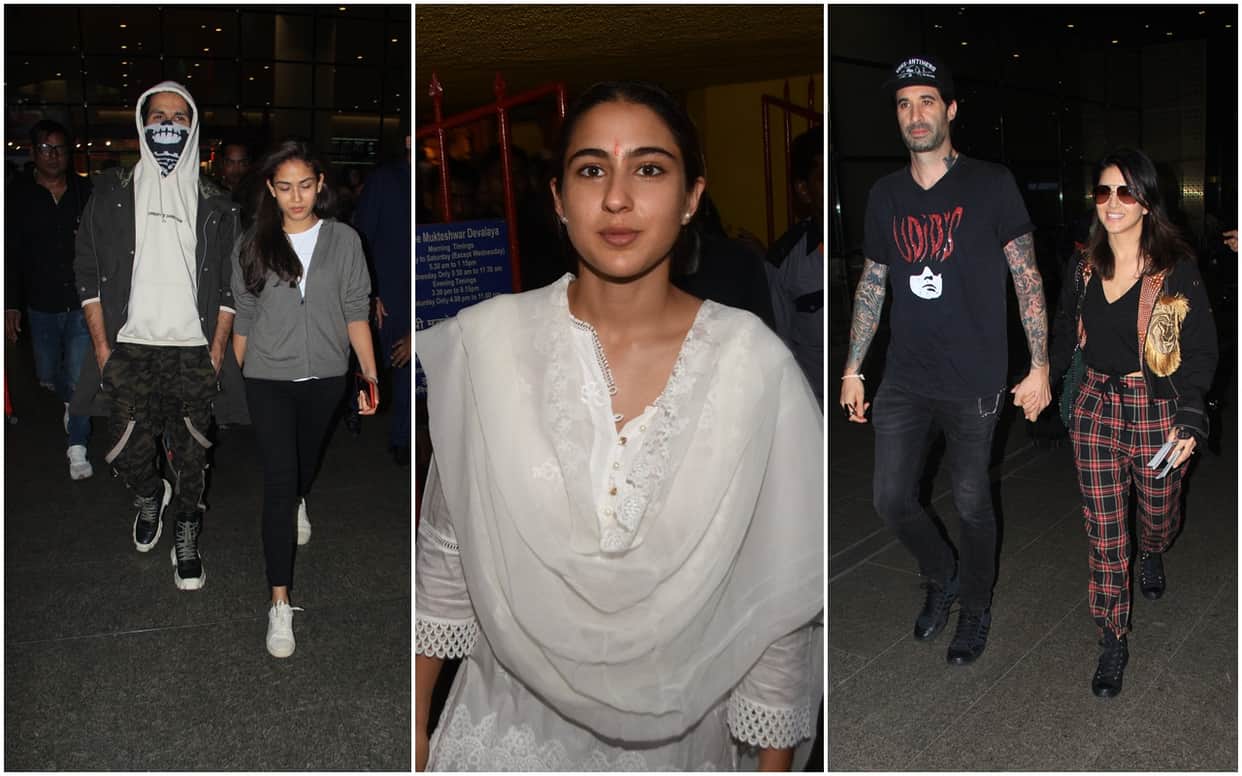 Shahid Kapoor Airport Sara Ali Khan in Shani Mandir Sunny Leone Spotted at Airport