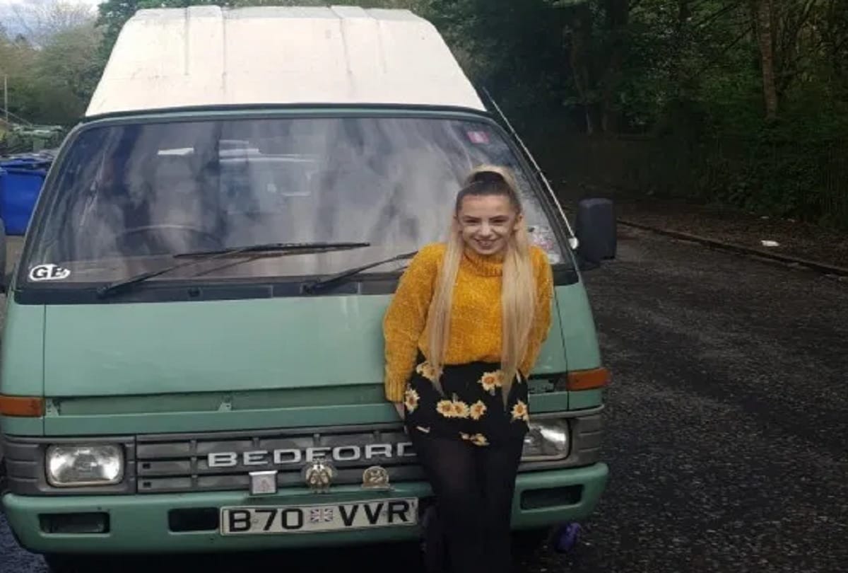Girl frees herself from rent and bills by turning a old campervan into her new home