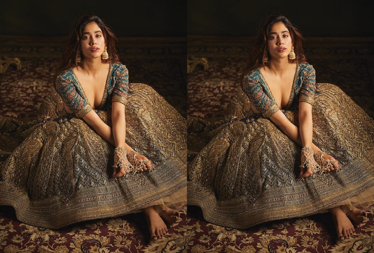 jhanvi kapoor latest photoshoot ethnic in embroidery lehenga
