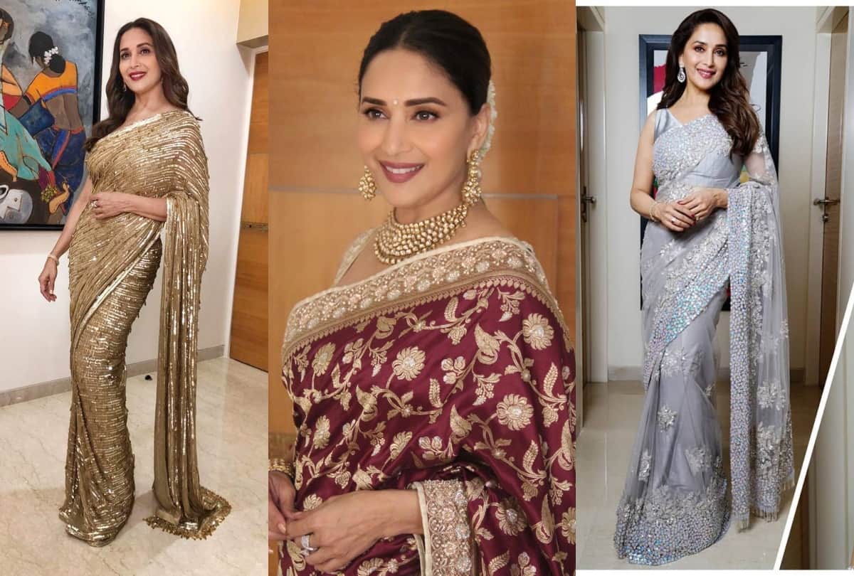 madhuri dixit 5 saree look for women