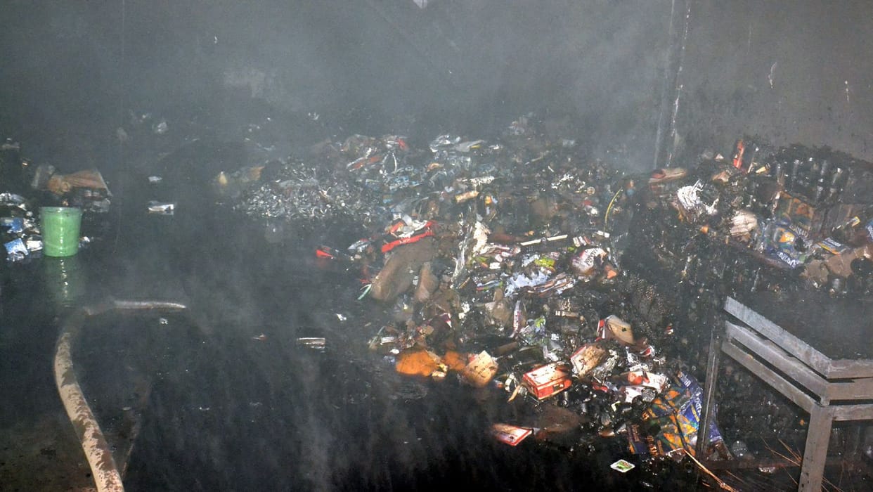 Fire in transport comany's godown