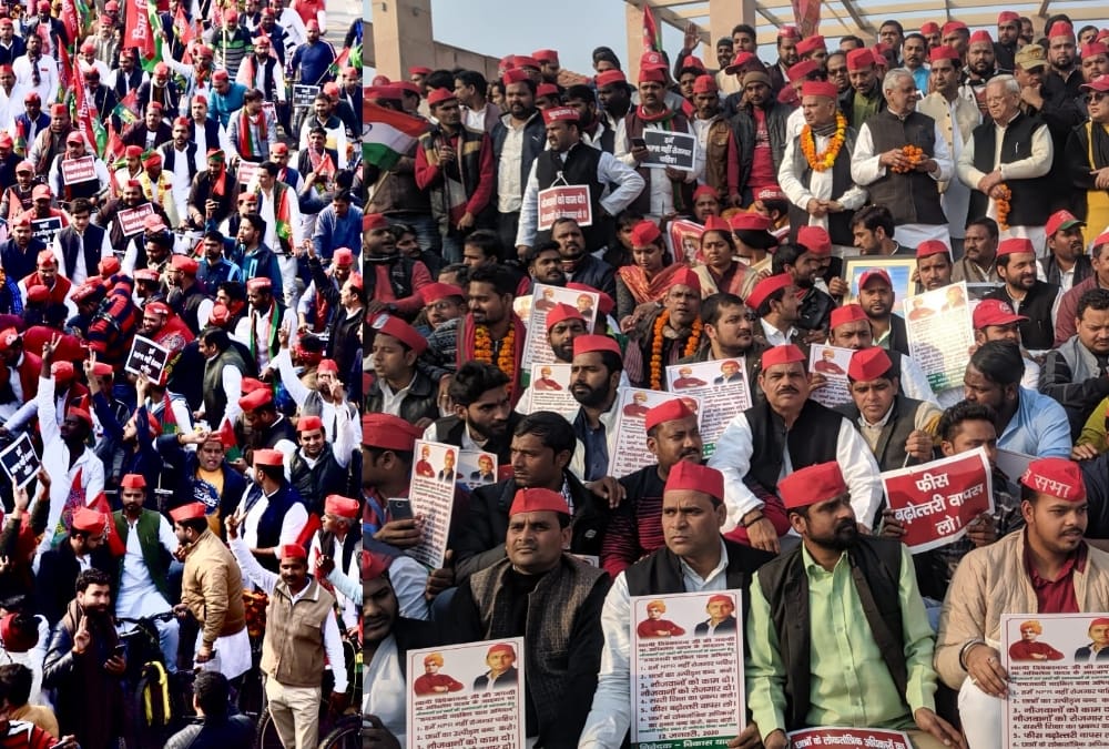 Cycle Yatra of Samajwadi Party on National Youth Day in Lucknow.