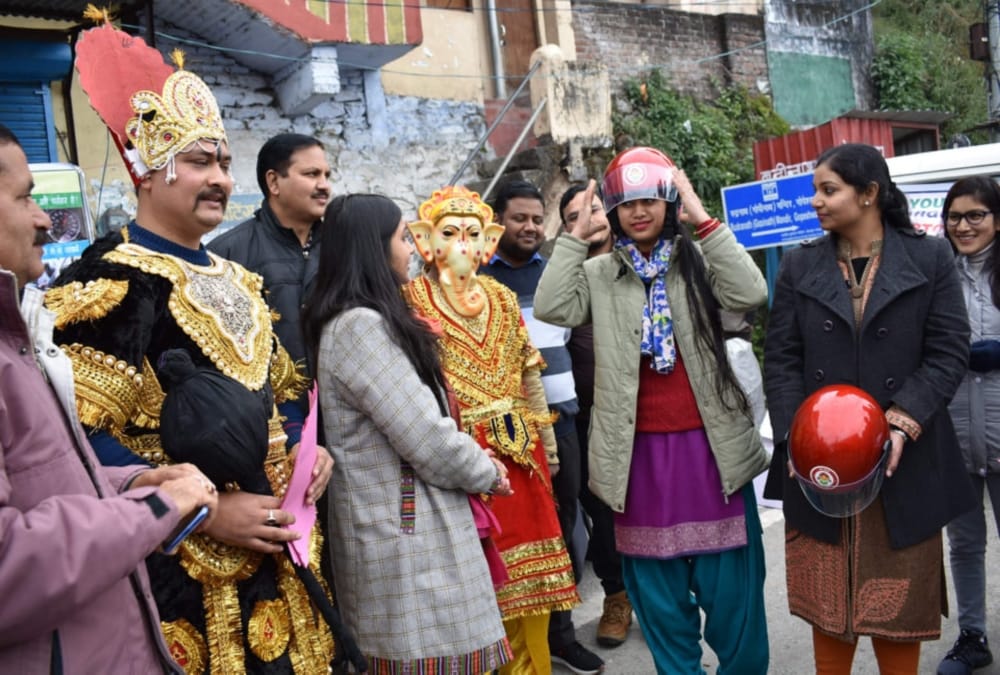 Yamraj And ganesh ji Aware Public to wear helmet And traffic Rules in chamoli