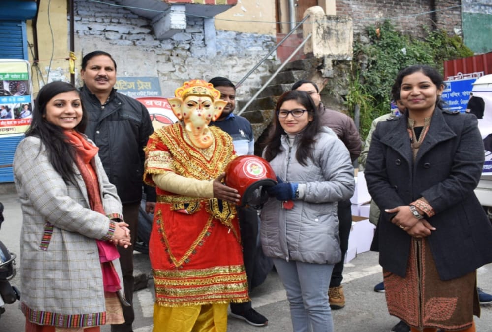 Yamraj And ganesh ji Aware Public to wear helmet And traffic Rules in chamoli