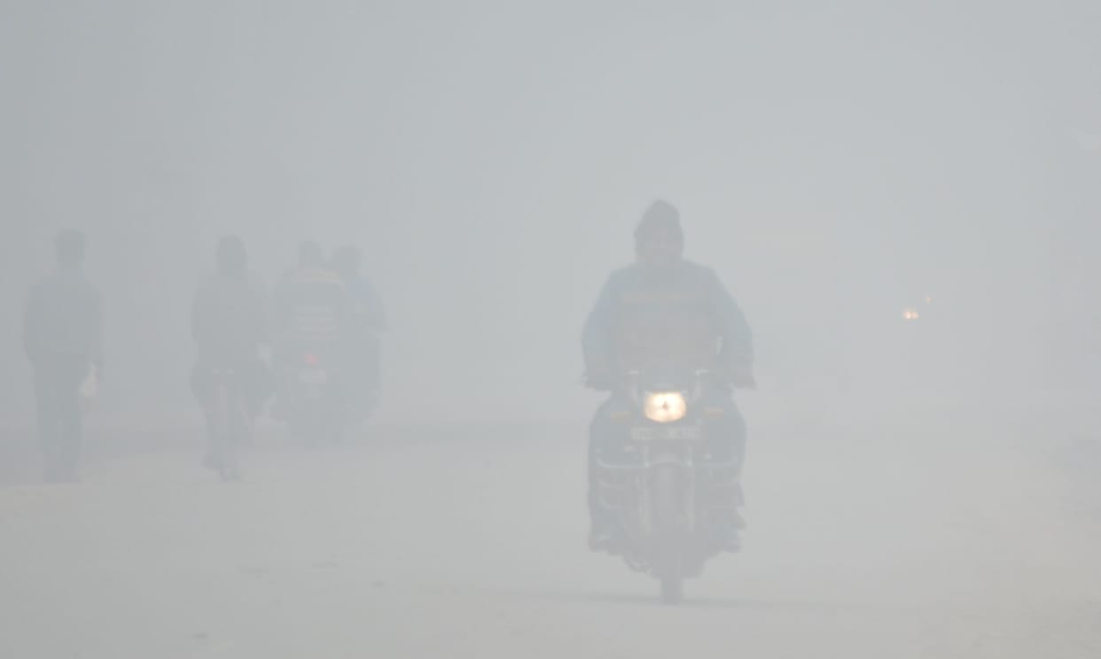 People shivering with fog