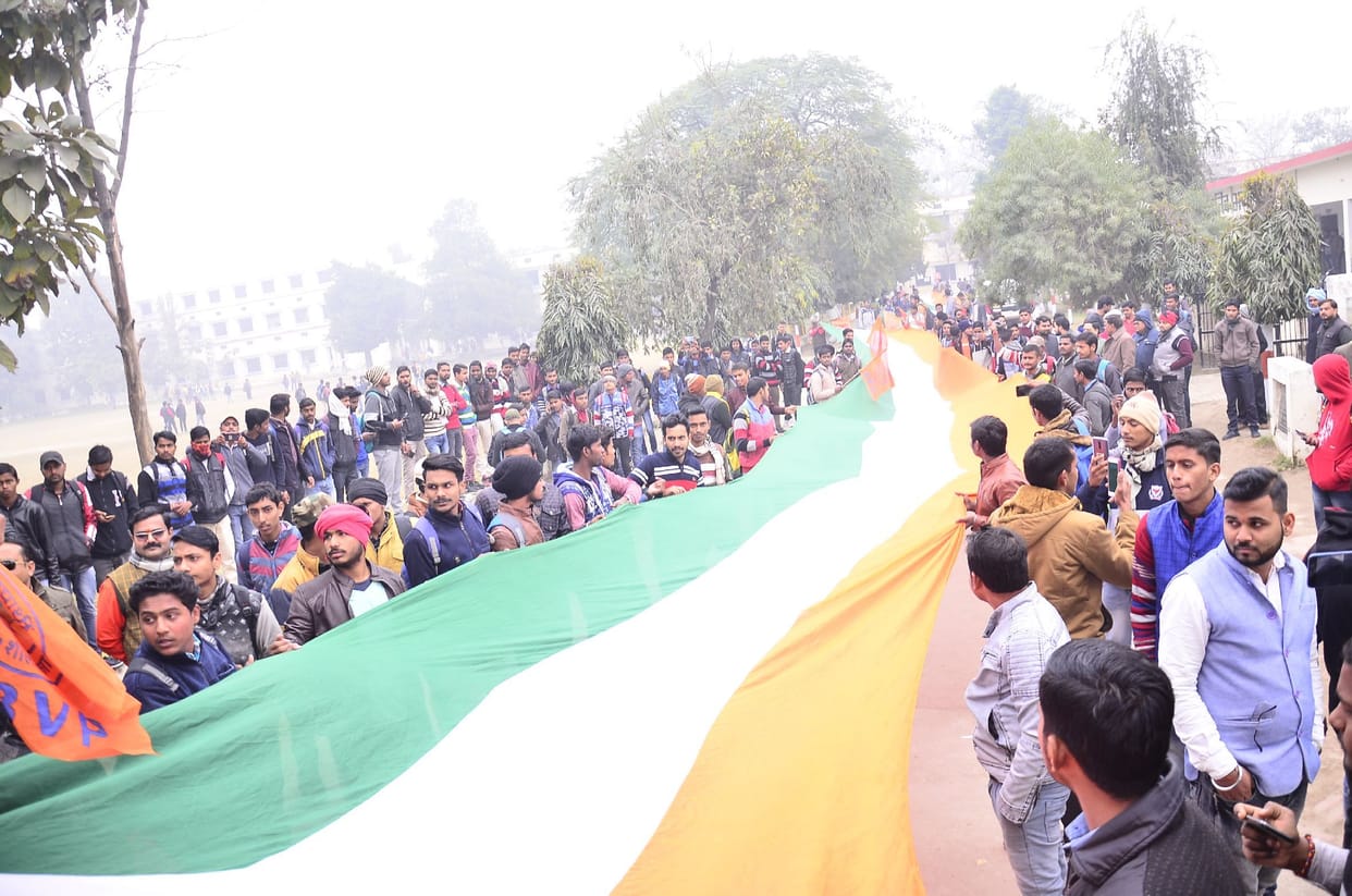ABVP activists stopped on tricolor trip