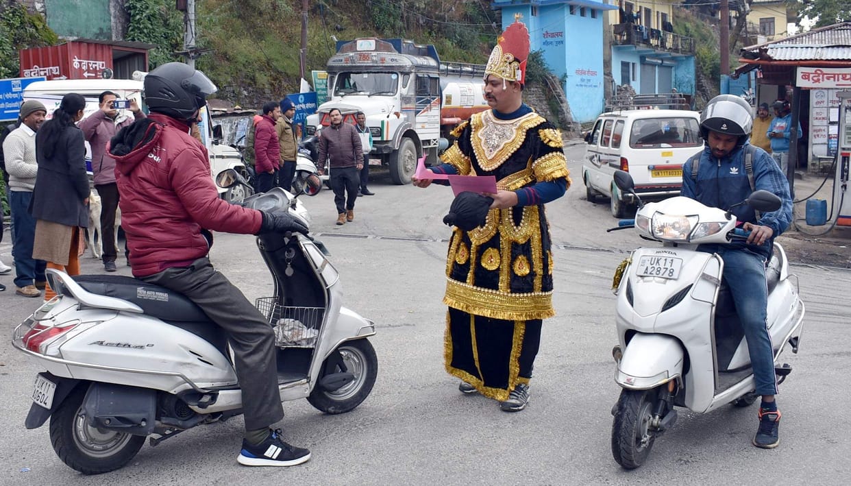 Yamraj and Ganesh gave information about traffic rules