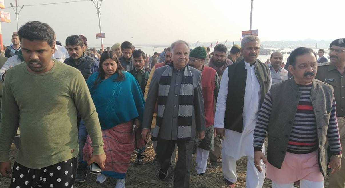 City Development Minister angry over incomplete construction of bathing ghats in Magh Mela