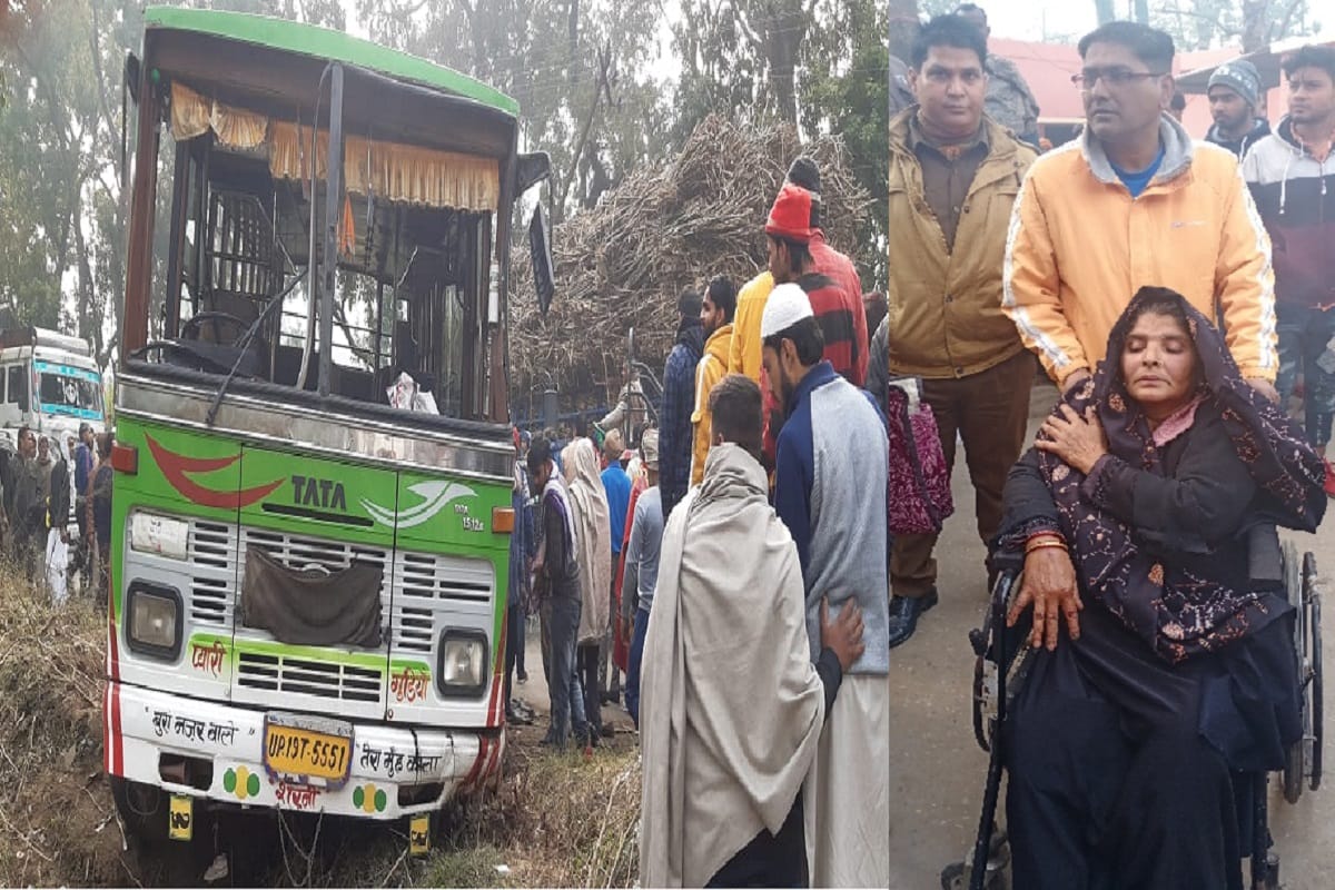 Woman death and sixteen people injured in bus accident at Muzaffarnagar city