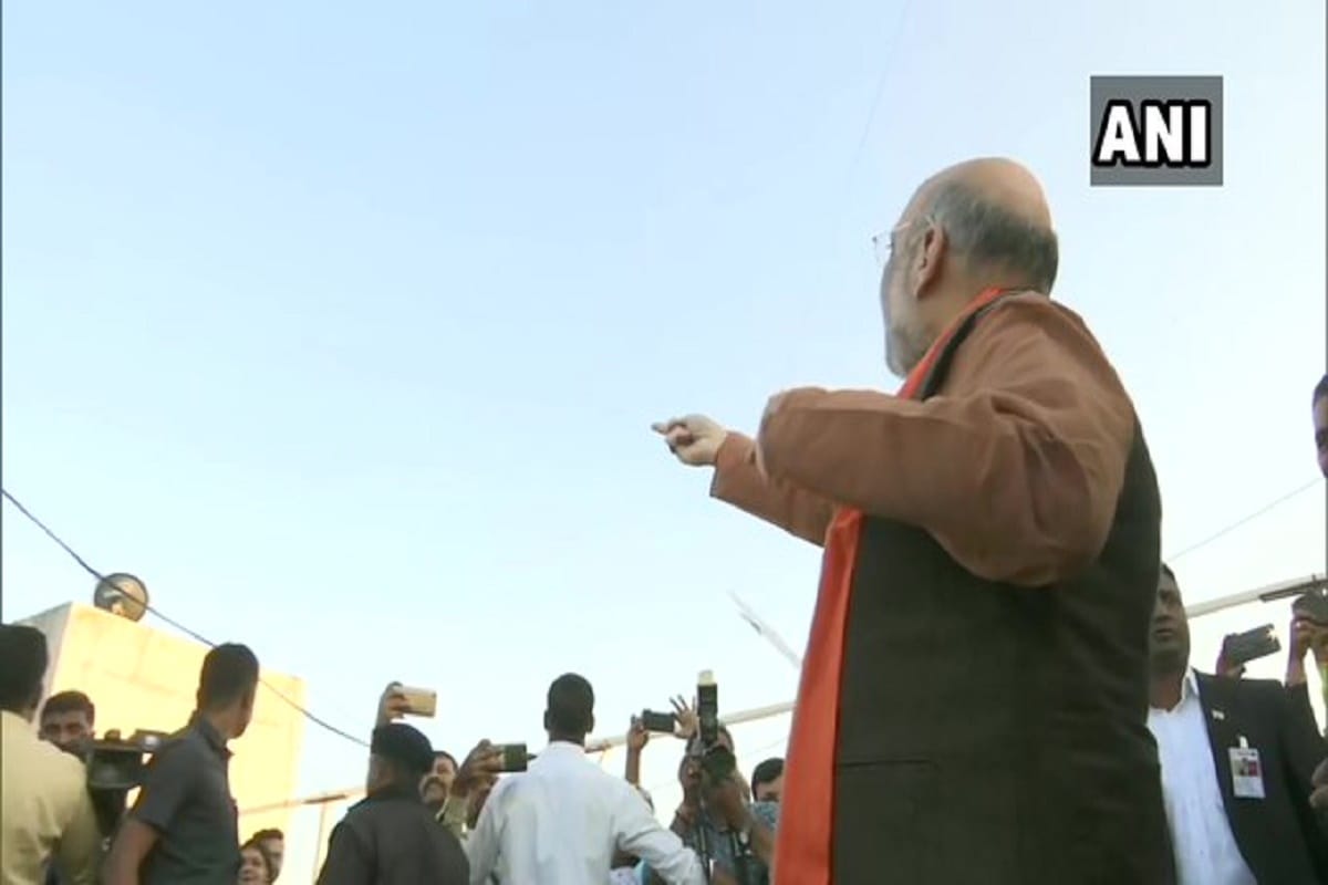 Amit Shah flies a kite during makar sankranti in Ahmedabad