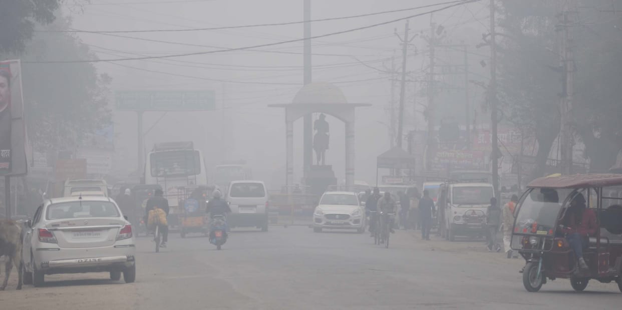 Fog due to westerly winds, sunshine, relief from cold