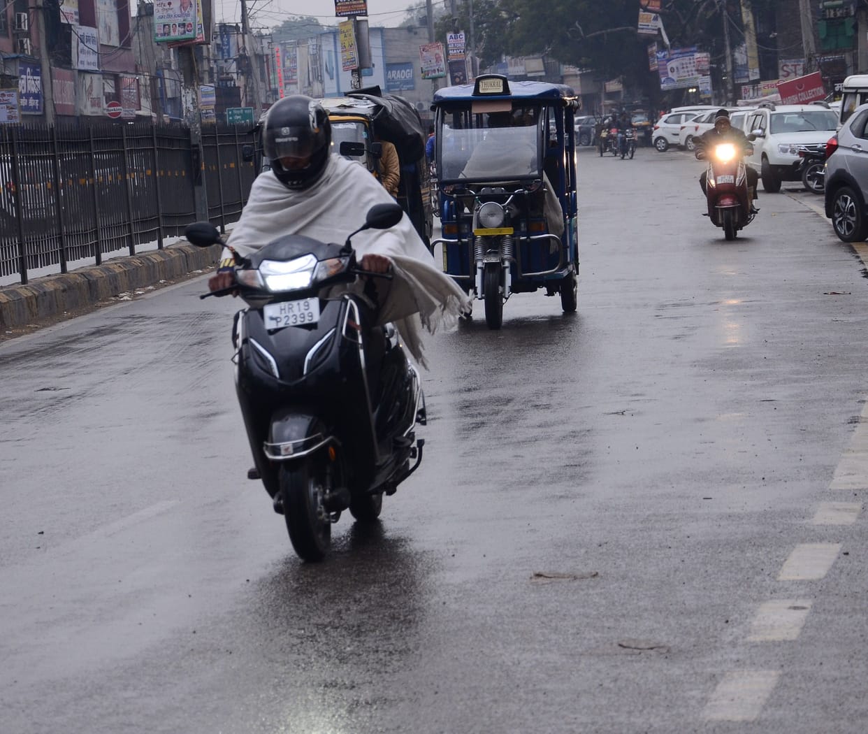 raining, cold, people
