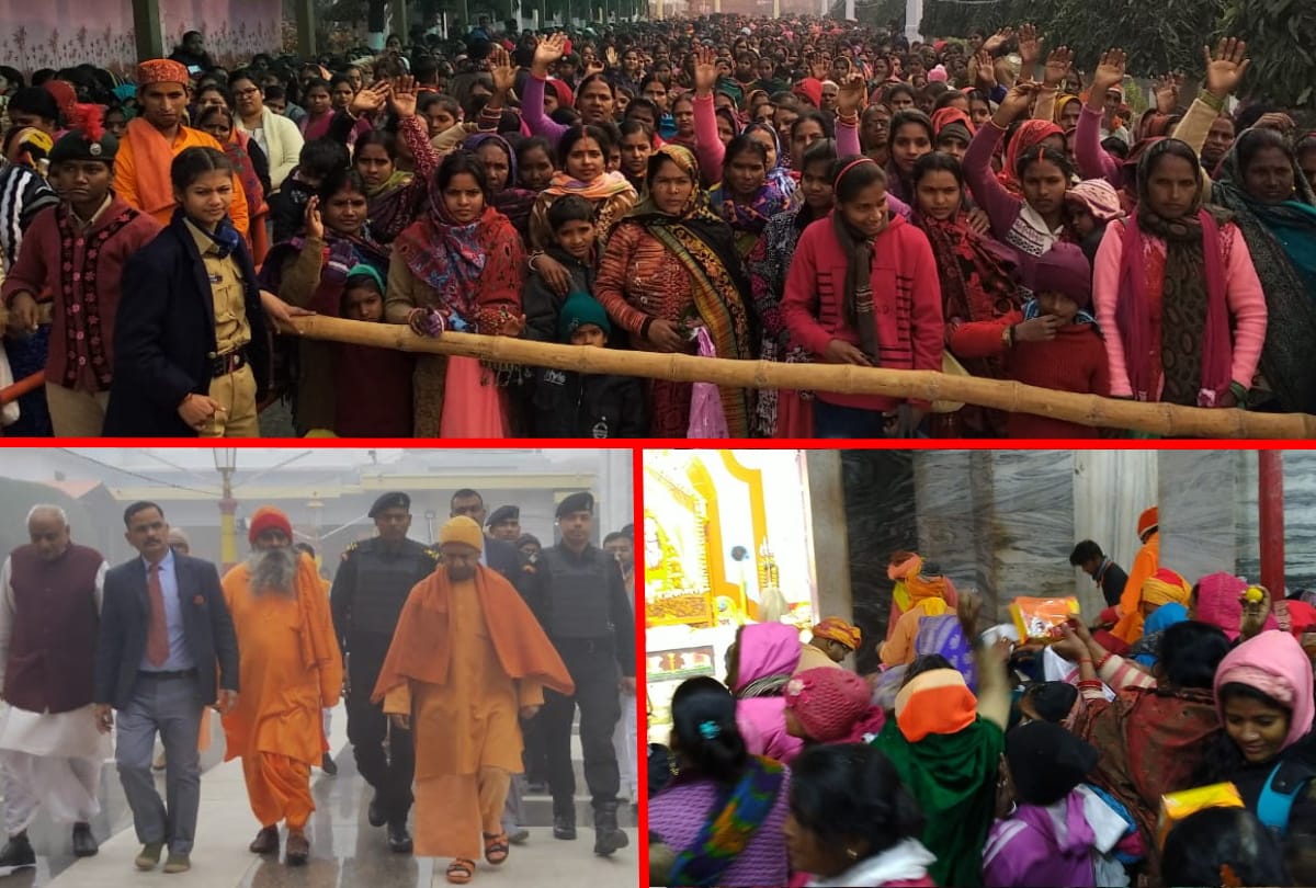khichdi mela starts gorakhnath mandir, gorakhpur, khichdi mela live pictures, mela live updates