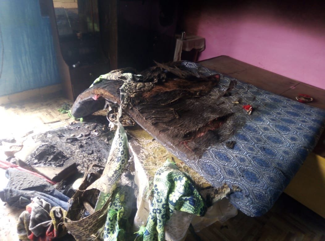Fire burns in gas cylinder