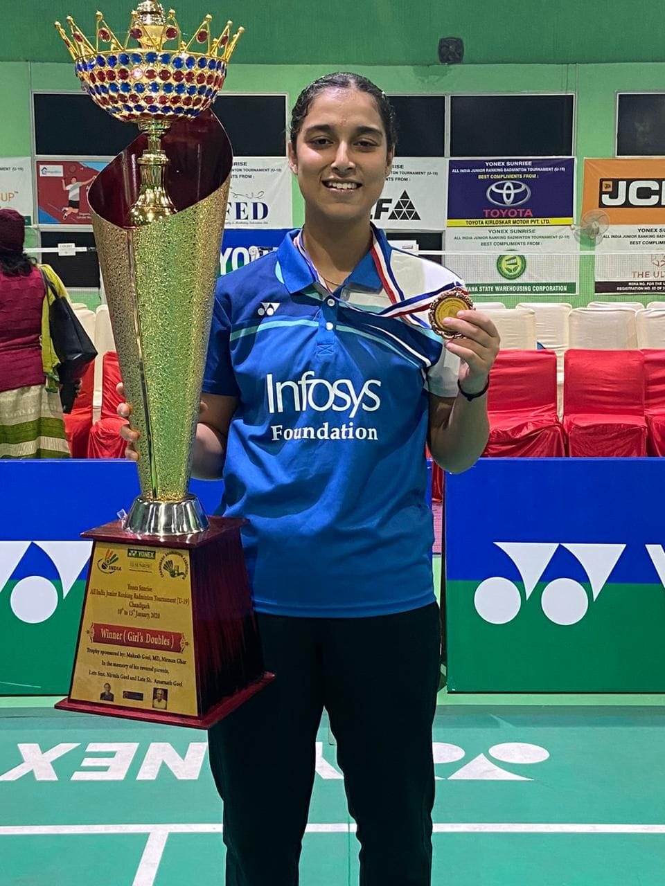 Aditi won gold in All India Junior Badminton Tournament
