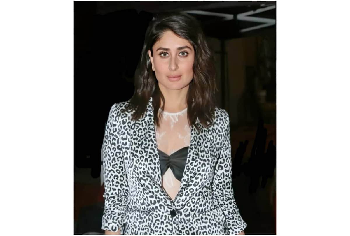 kareena kapoor wore transparent top leopard print blazer in an event
