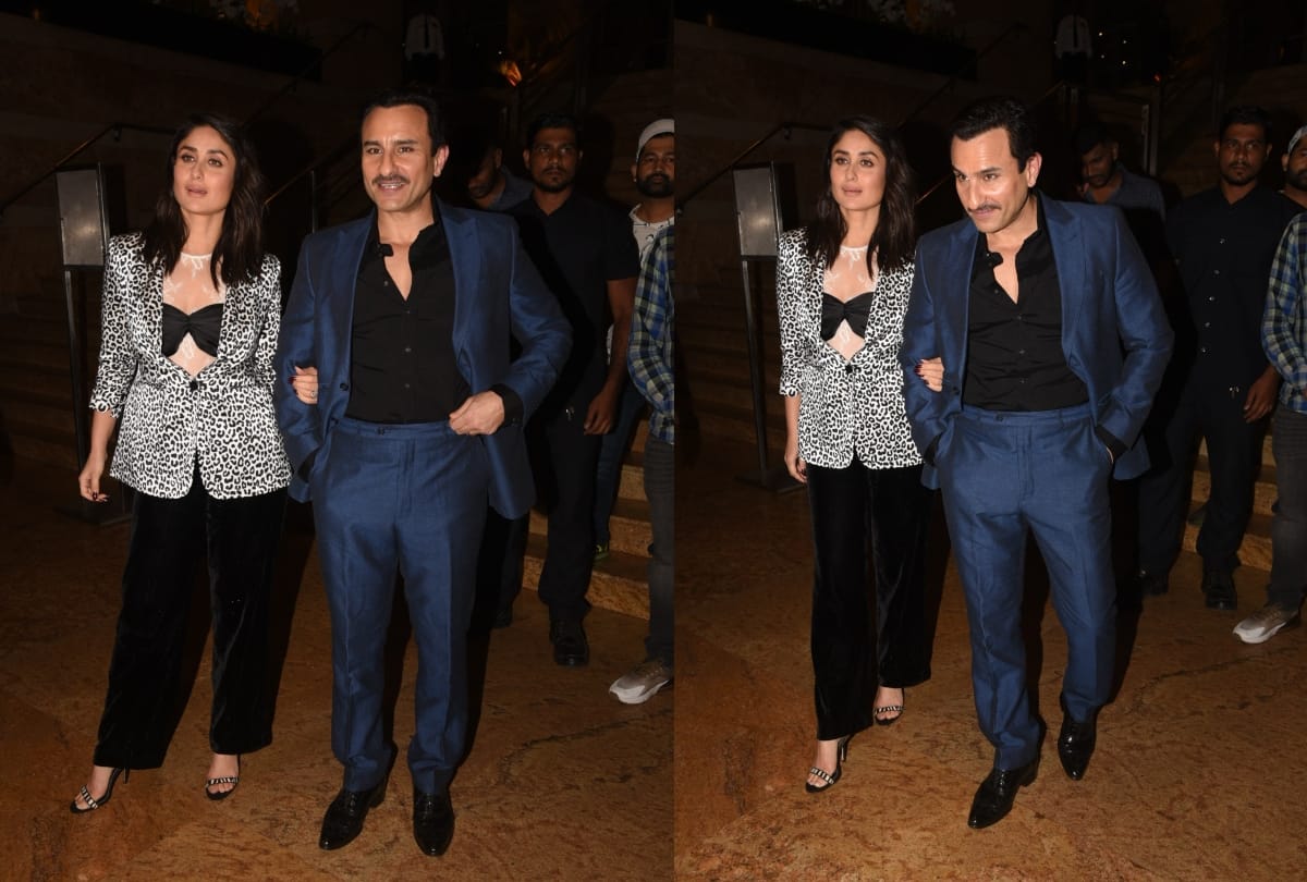 kareena kapoor wore transparent top leopard print blazer in an event