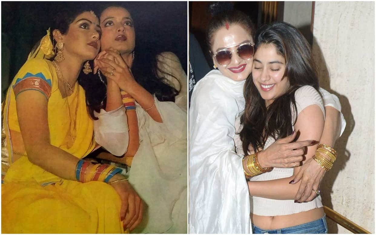 Janhvi Kapoor Spotted With Rekha Sridevi Here Are Rare Pics Of Legendary Actresses of Bollywood