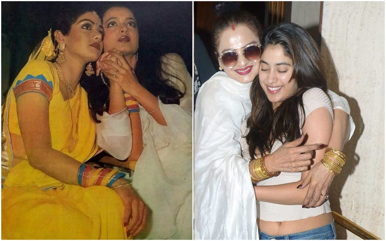 Janhvi Kapoor Spotted With Rekha Sridevi Here Are Rare Pics Of Legendary Actresses of Bollywood