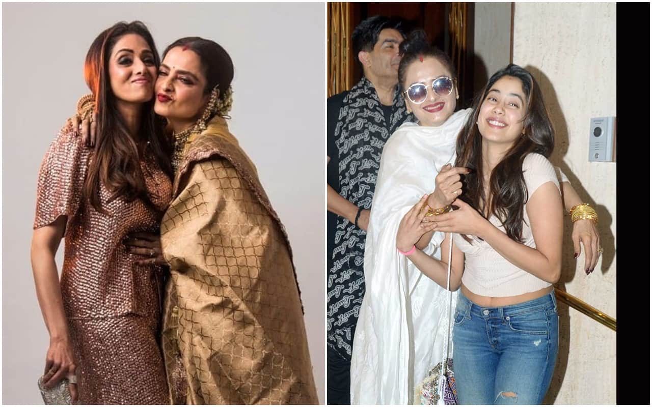 Janhvi Kapoor Spotted With Rekha Sridevi Here Are Rare Pics Of Legendary Actresses of Bollywood