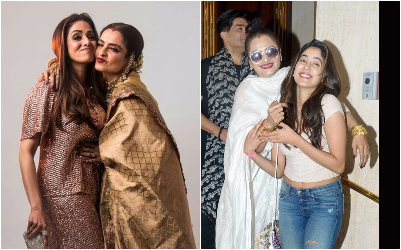 Janhvi Kapoor Spotted With Rekha Sridevi Here Are Rare Pics Of Legendary Actresses of Bollywood