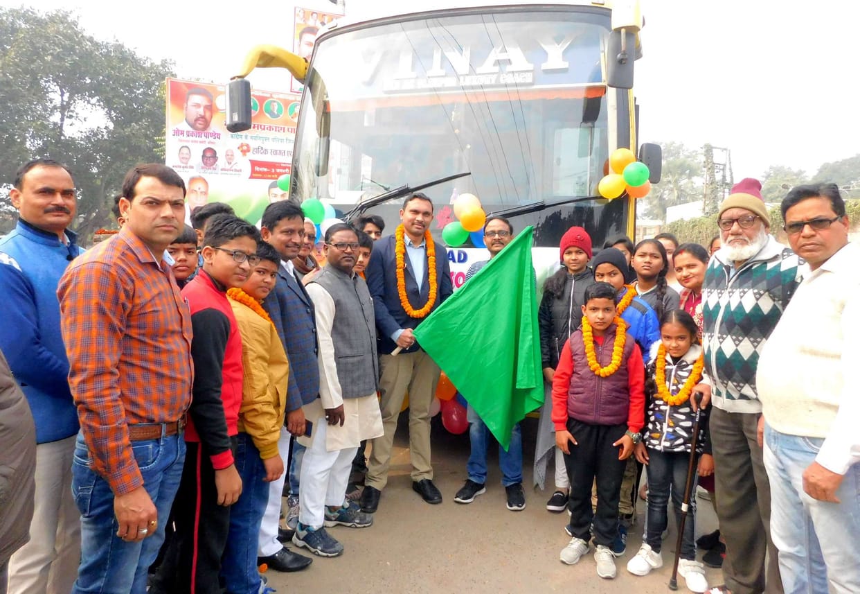 Children leave for Abacus Mental Math Olympiad