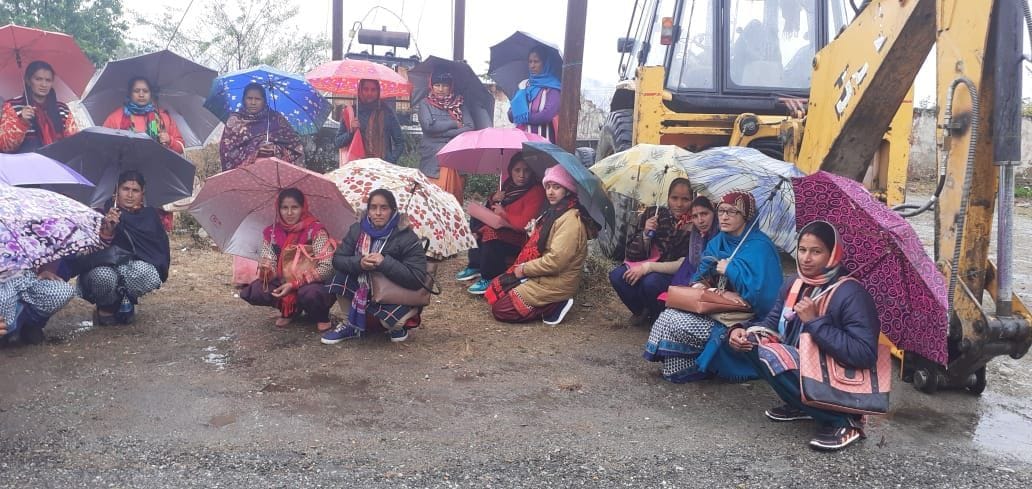 Anganwadi workers remained adamant on demands even in the rain