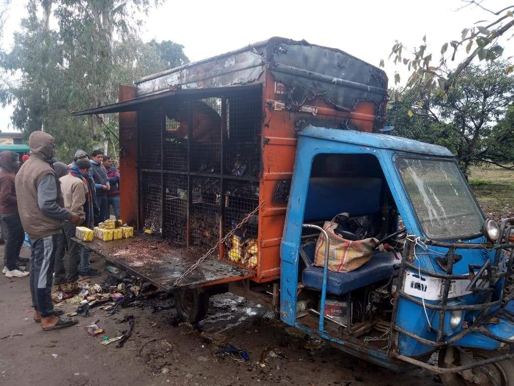 Roadways bus burnt under suspicious circumstances