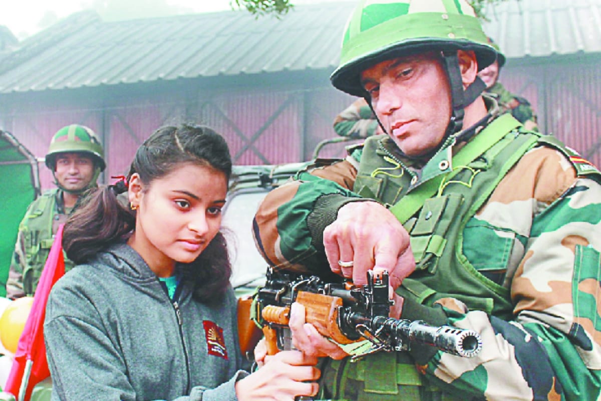 Children get excited at the Know your Army exhibition in Meerut cantoment