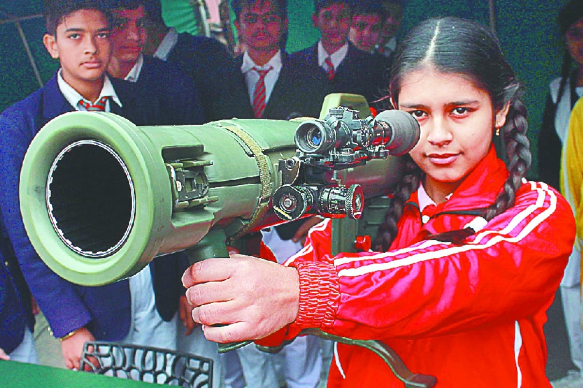 Children get excited at the Know your Army exhibition in Meerut cantoment