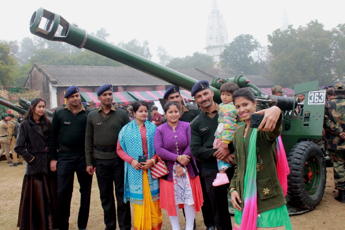 Children get excited at the Know your Army exhibition in Meerut cantoment