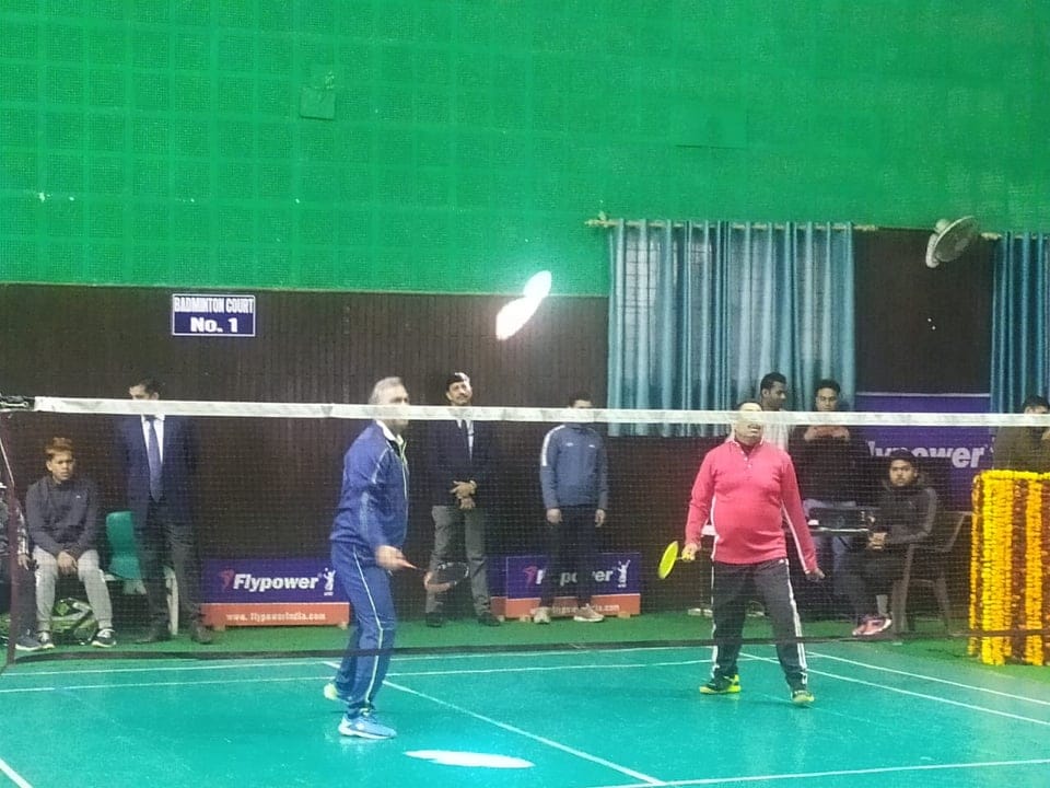 CM trivendra singh rawat And DG ashok Kumar Play Badminton and wins in dehradun