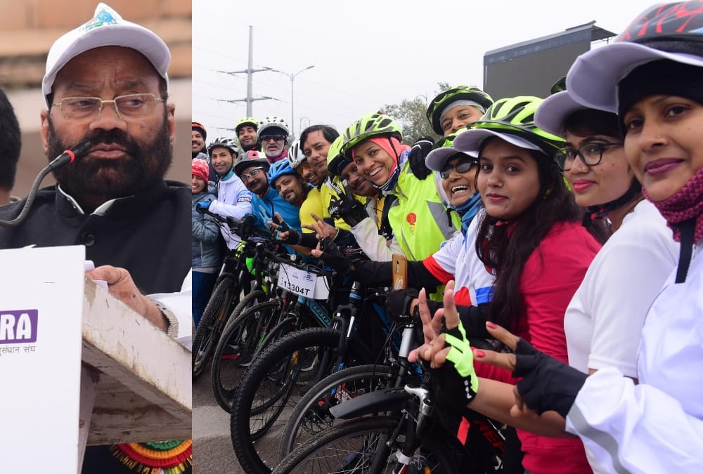 People come to participate in cycle rally in Lucknow.