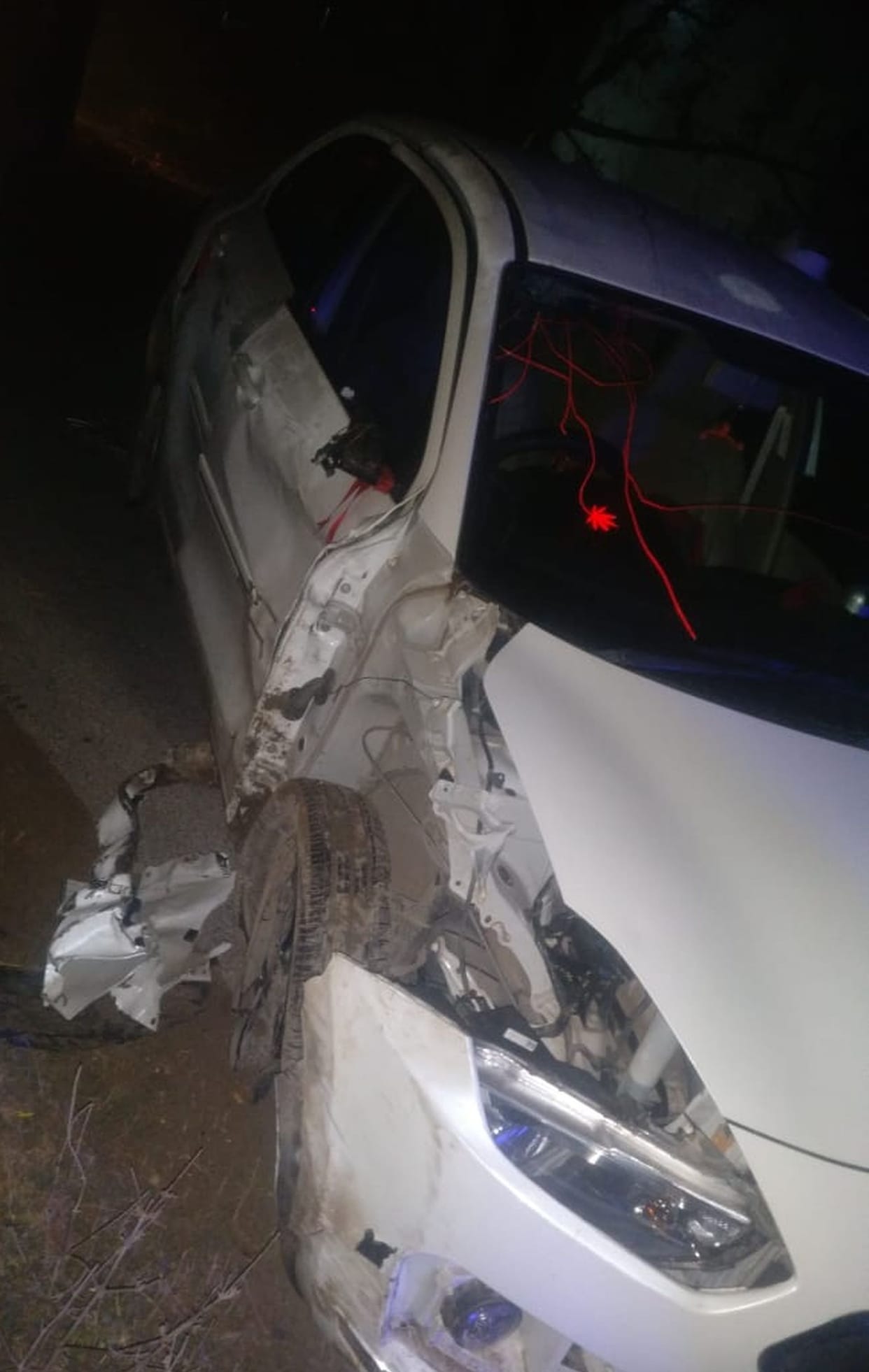 Car damaged due to tractor collision, riders survived