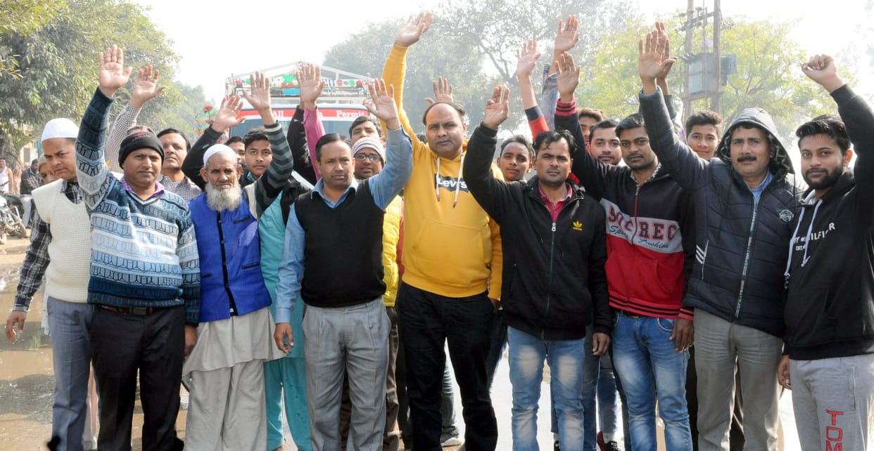 protest of villagers in sambhal