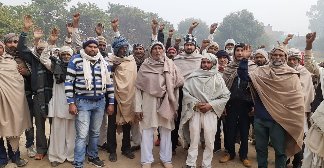 Villagers of Khedi Pradhan village demonstrated on tehsil