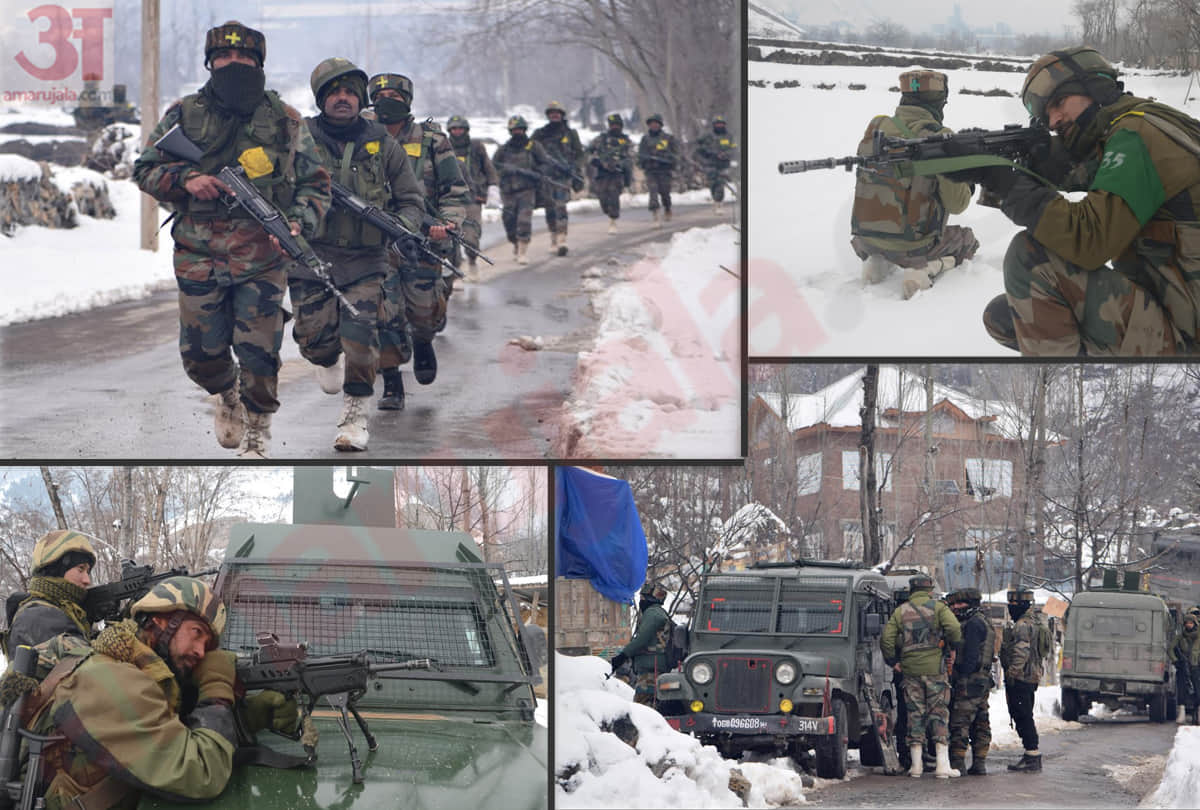 Encounter Photos Between Security Forces And Terrorists In Pampore Pulwama Jammu Kashmir
