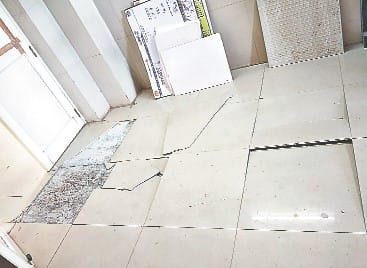 Two years of construction and tiles started to crumble