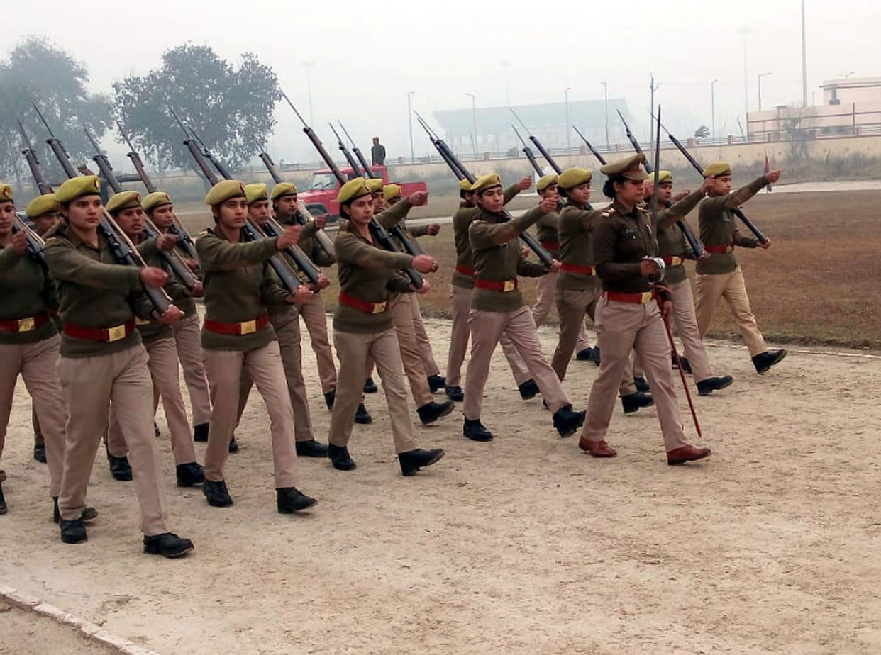 full dress rehertil in police line