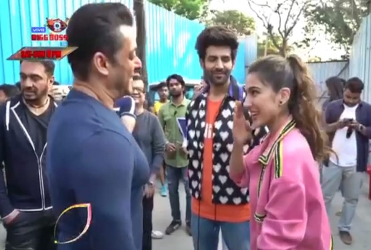 salman Khan Hugs love aaj kal actress sara ali khan before Enterting in to Bigg Boss 13 Viral Video