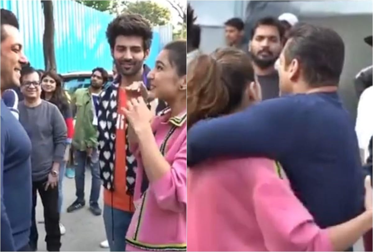 salman Khan Hugs love aaj kal actress sara ali khan before Enterting in to Bigg Boss 13 Viral Video