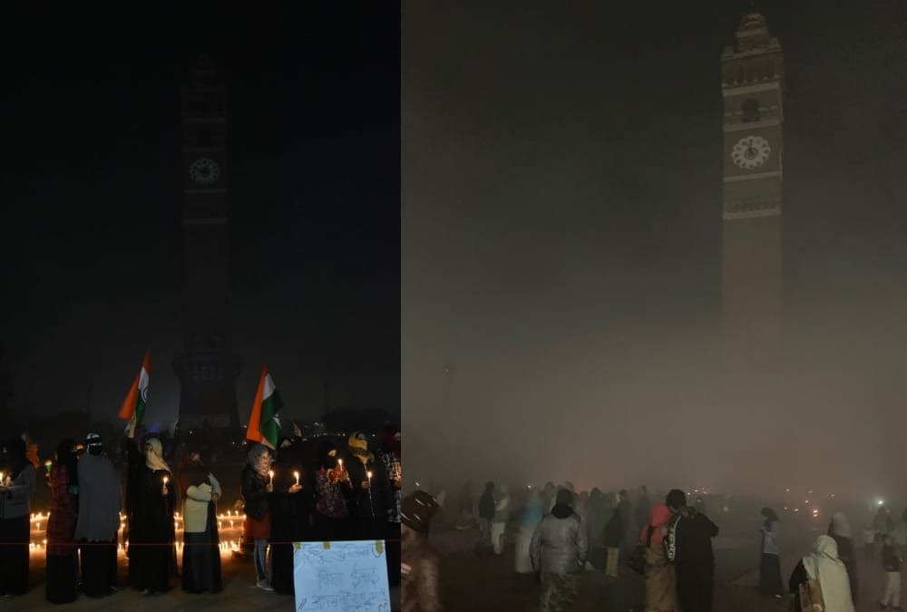 Pics of protest near Ghanta Ghar in Lucknow.