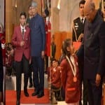 राष्ट्रपति के साथ विनायक, आरुषि और ईहा दीक्षित