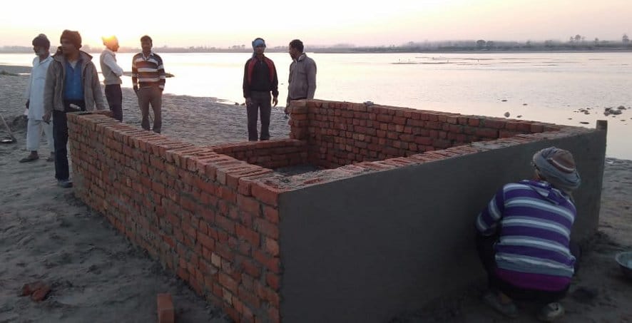 Construction of plinth for Ganga Aarti