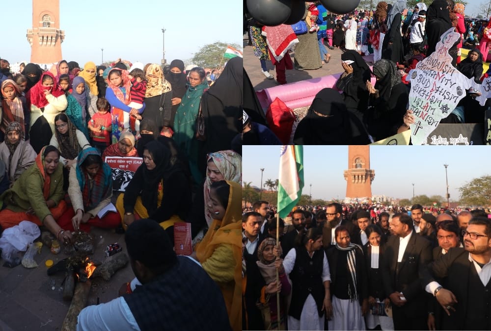 A groom joined protest against CAA in Gomati Nagar in Lucknow.
