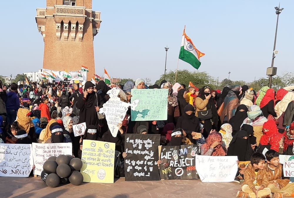A groom joined protest against CAA in Gomati Nagar in Lucknow.
