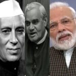 भारत के पूर्व प्रधानमंत्री इंदिरा गांधी, पंडित नेहरू, अटल बिहारी वाजपेयी व वर्तमान प्रधानमंत्री नरेंद्र मोदी।
