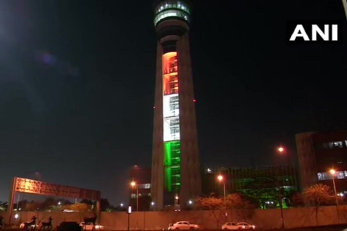 ATC Tower at Indira Gandhi International airport lit up in tricolour ahead of Republic Day