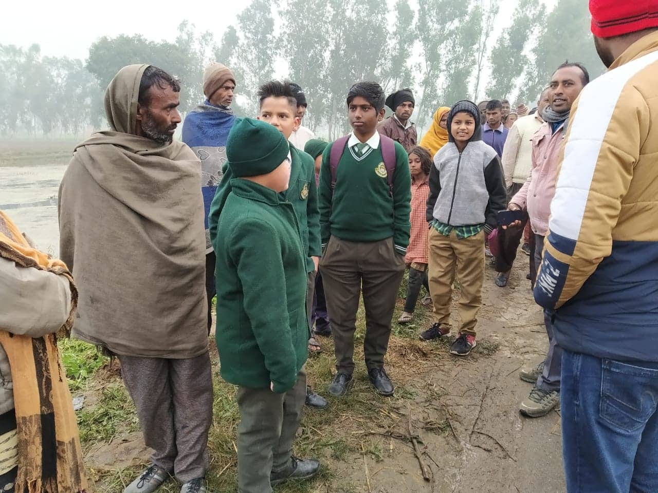 School bus overturned in pond at kashipur