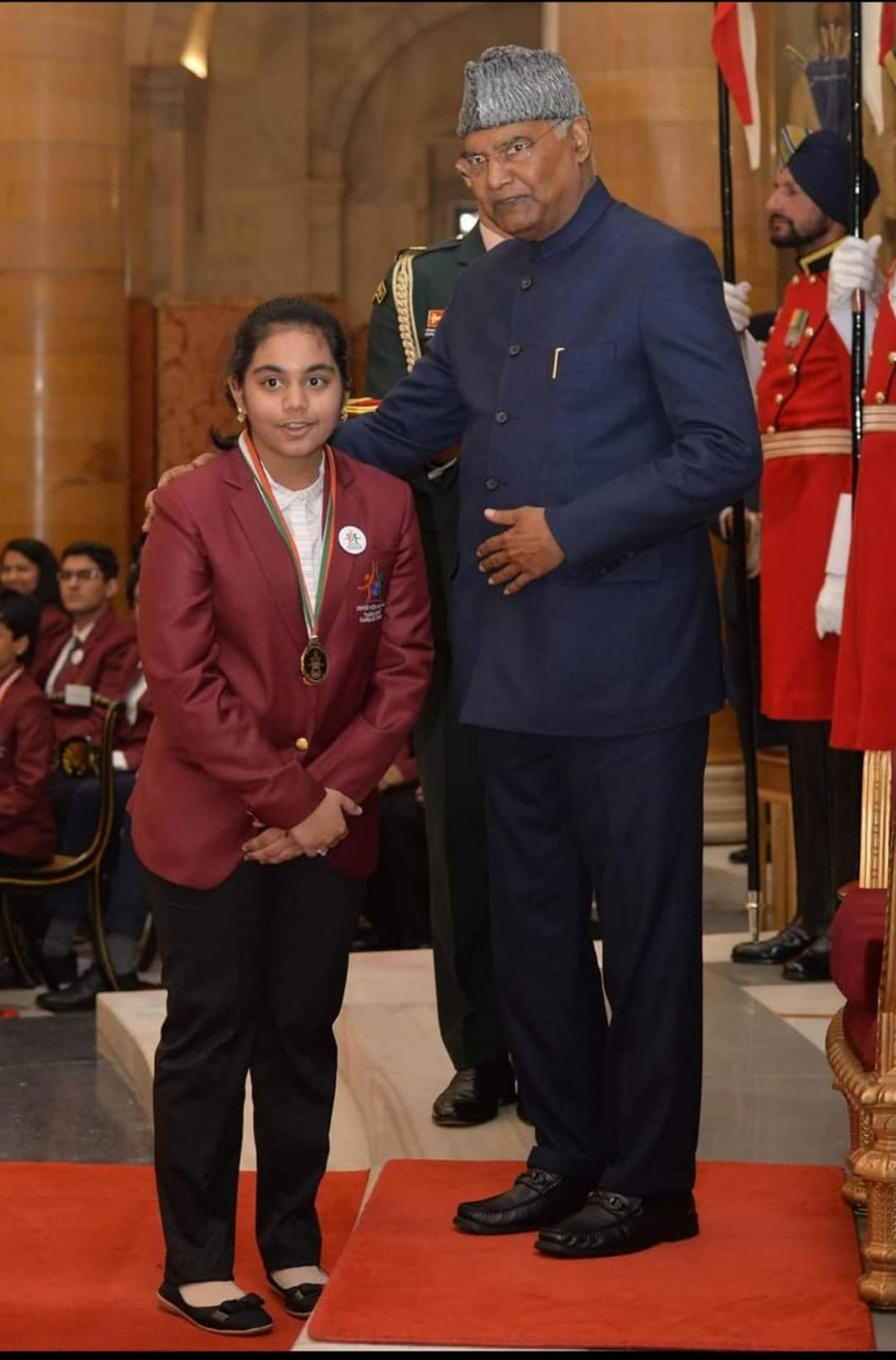 Piano player Gauri receives award from President